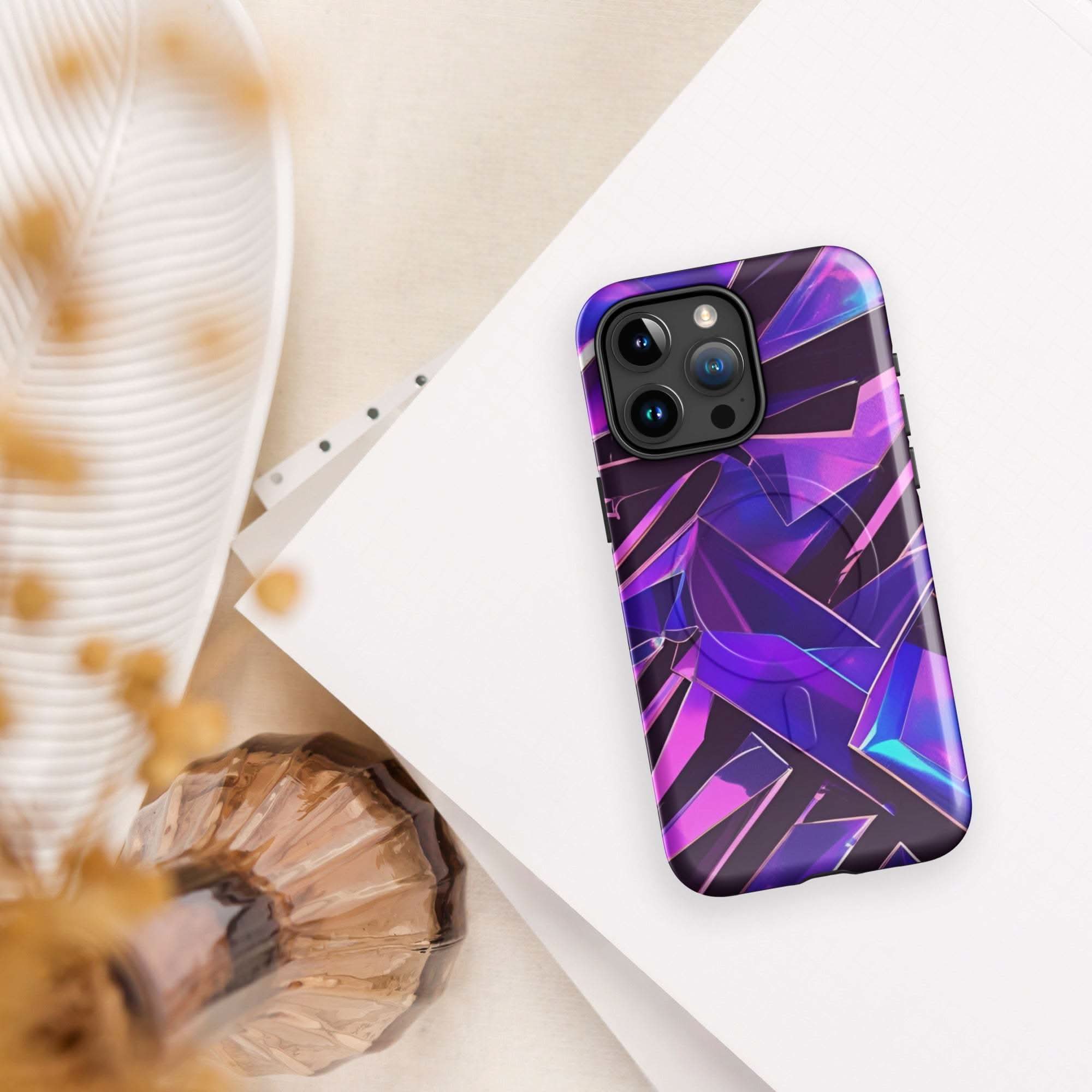 iPhone tough case - Modern purple MagSafe® durable iPhone protection
