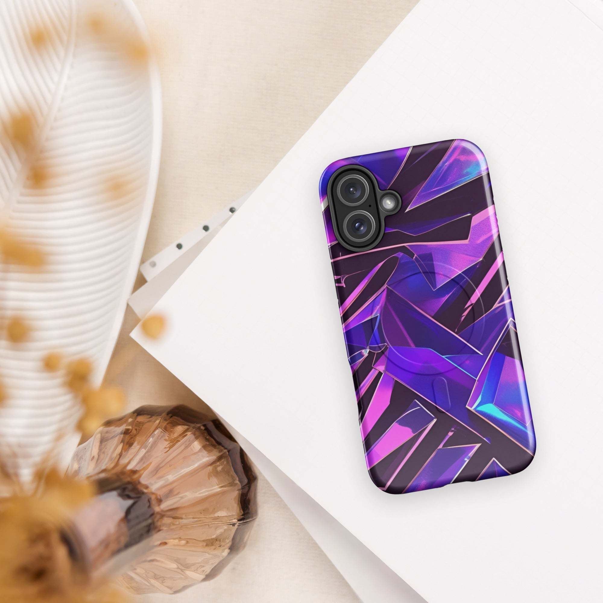 iPhone tough case - Modern purple MagSafe® durable iPhone protection