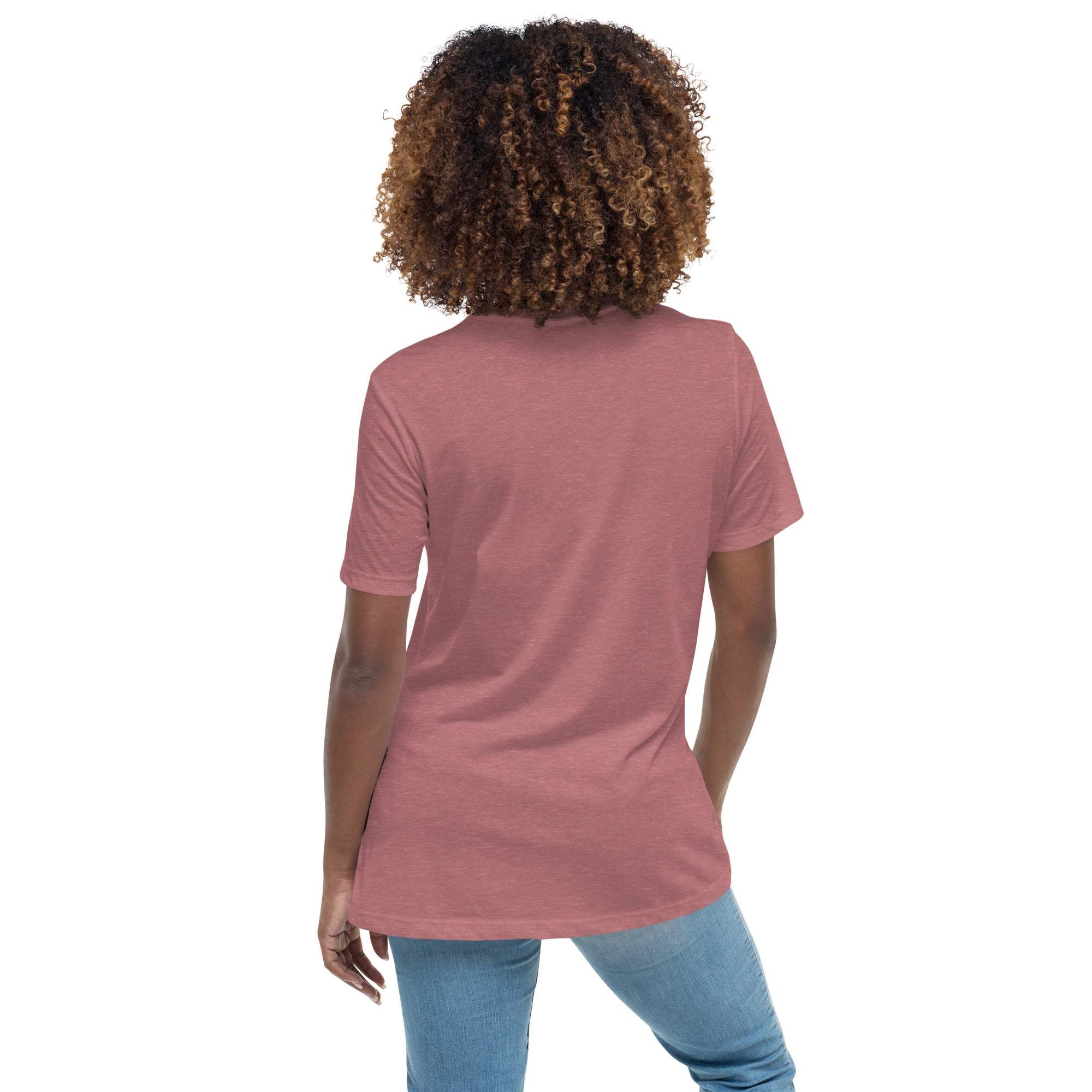 Back view of a person wearing a rose-colored Summer Vibes T-Shirt with a relaxed unisex fit and short sleeves.
