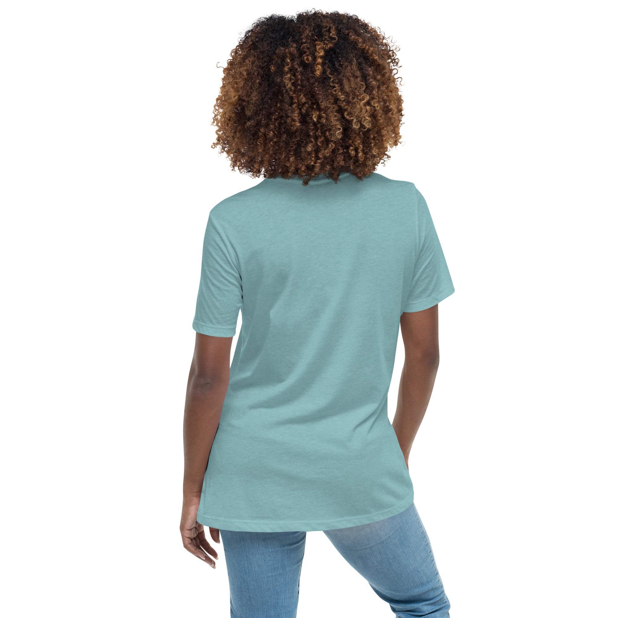 Back view of person wearing light blue Summer Vibes T-Shirt with short sleeves and casual fit