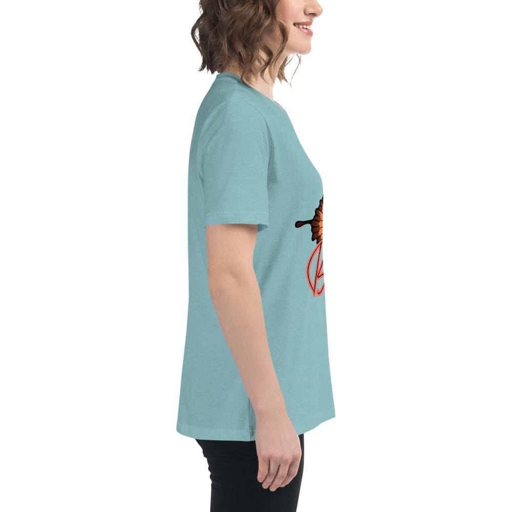 Side view of a person wearing a light blue Best Friend Butterfly T-Shirt with a butterfly graphic and "Best Friend" text
