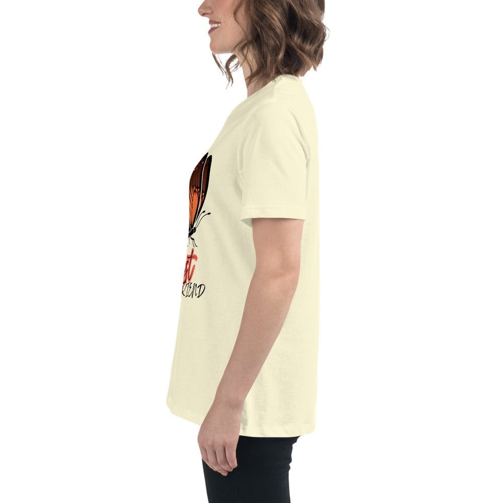 Unisex Best Friend Butterfly T-Shirt with orange butterfly graphic and "Best Friend" text, soft cream fabric, casual fit