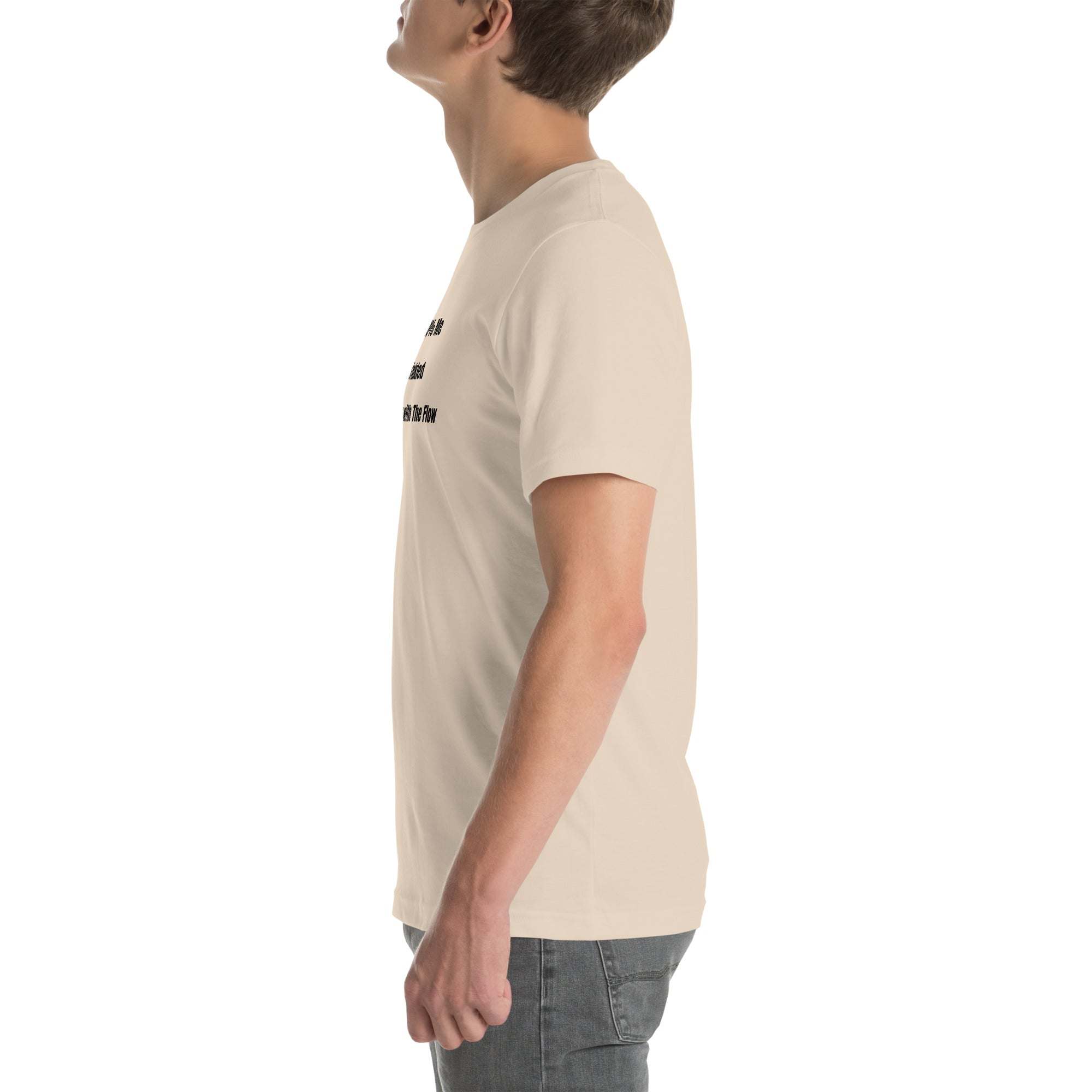 Unisex funny wrinkled t-shirt with humorous "Slightly Wrinkled but Still Going with the Flow" quote, comfortable cotton fabric, casual old person humor t-shirt.