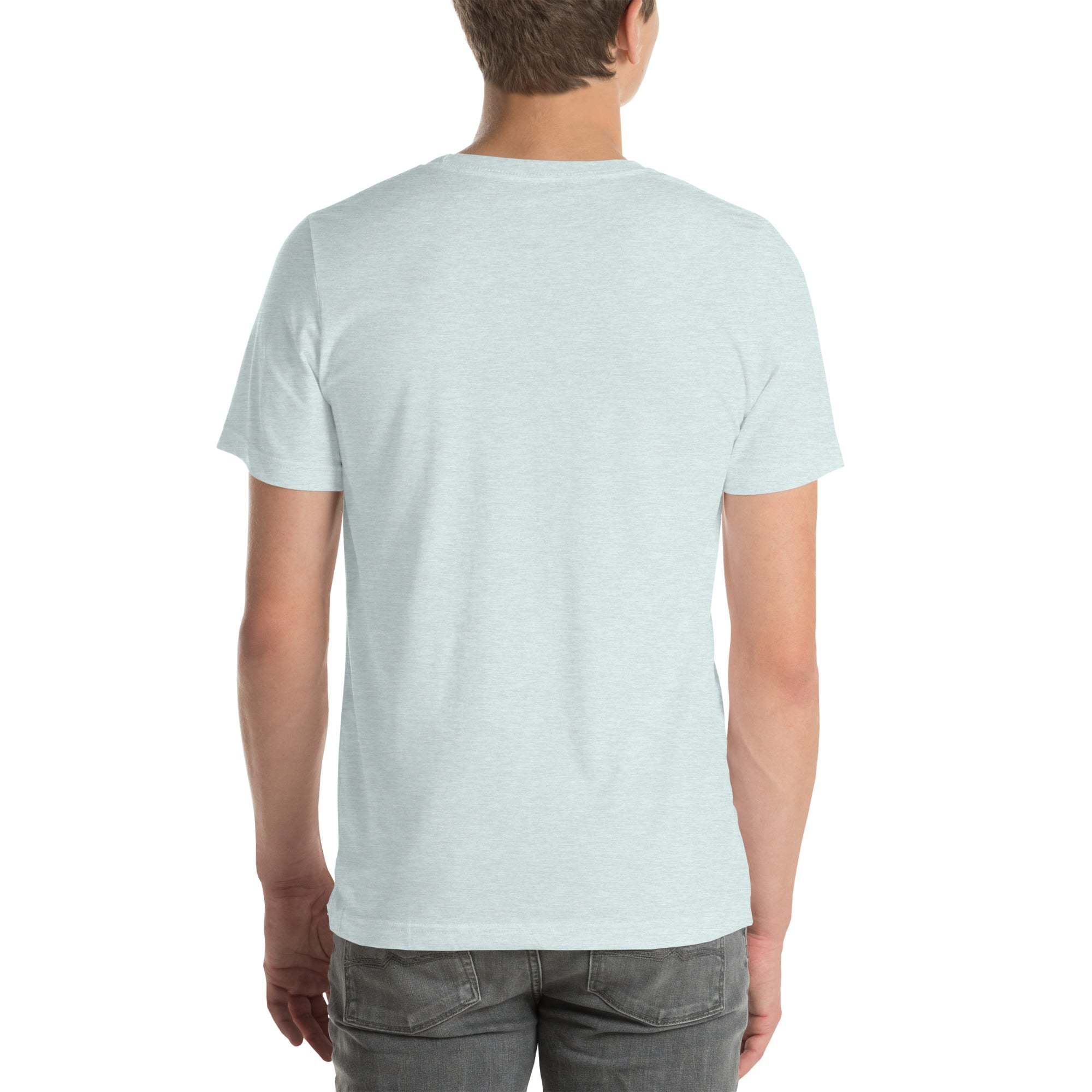 Back view of light gray Funny Wrinkled T-Shirt for old person humor with unisex fit and soft cotton fabric