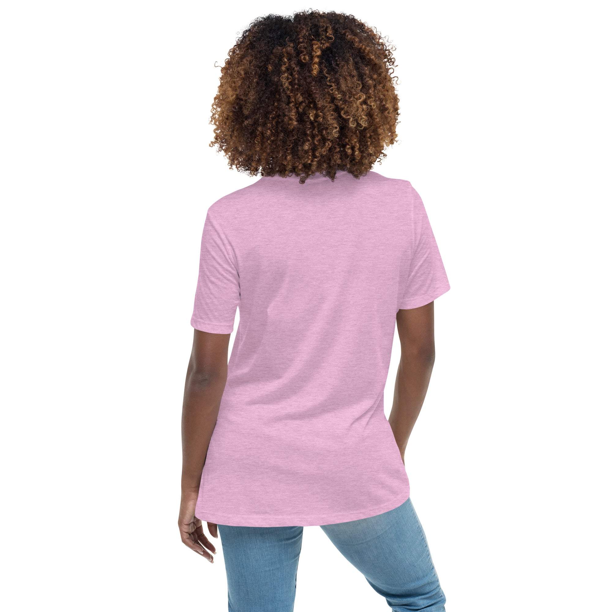 Back view of a woman wearing a light pink Amazing Mom T-Shirt with a flattering women's fit and short sleeves.