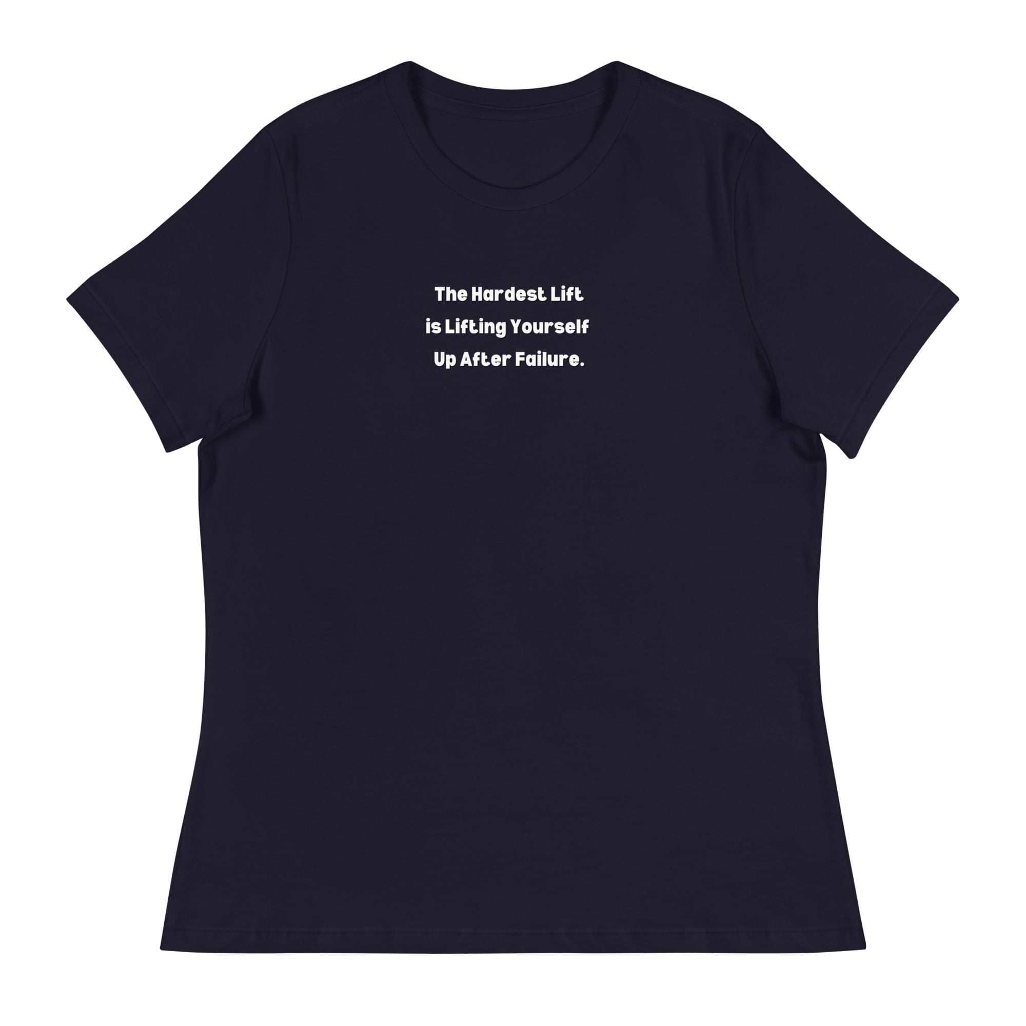 Inspirational T-Shirt for Women with motivational quote, soft breathable cotton, and durable print in navy blue