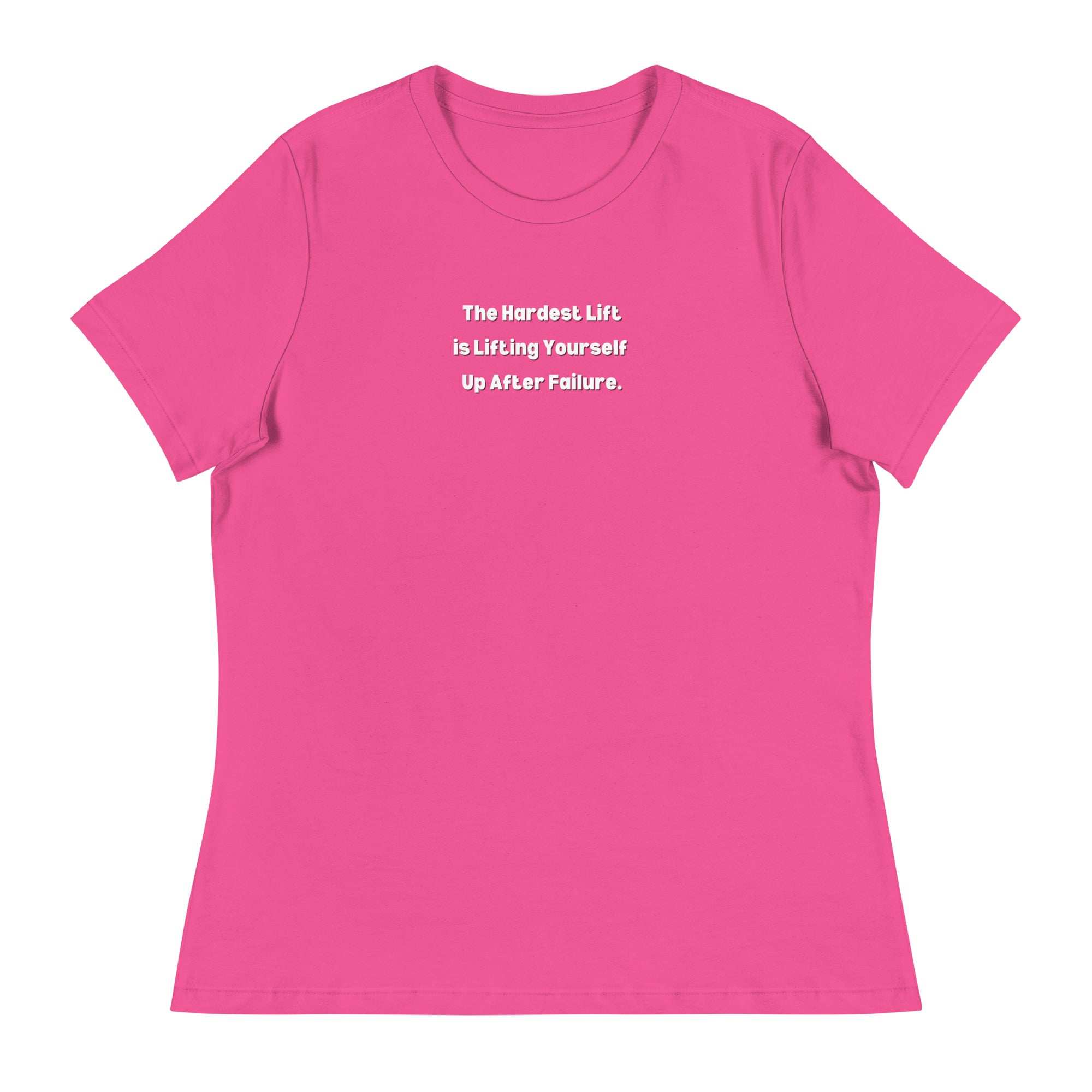 Pink inspirational t-shirt for women with motivational quote, soft cotton fabric, short sleeves, and casual fit