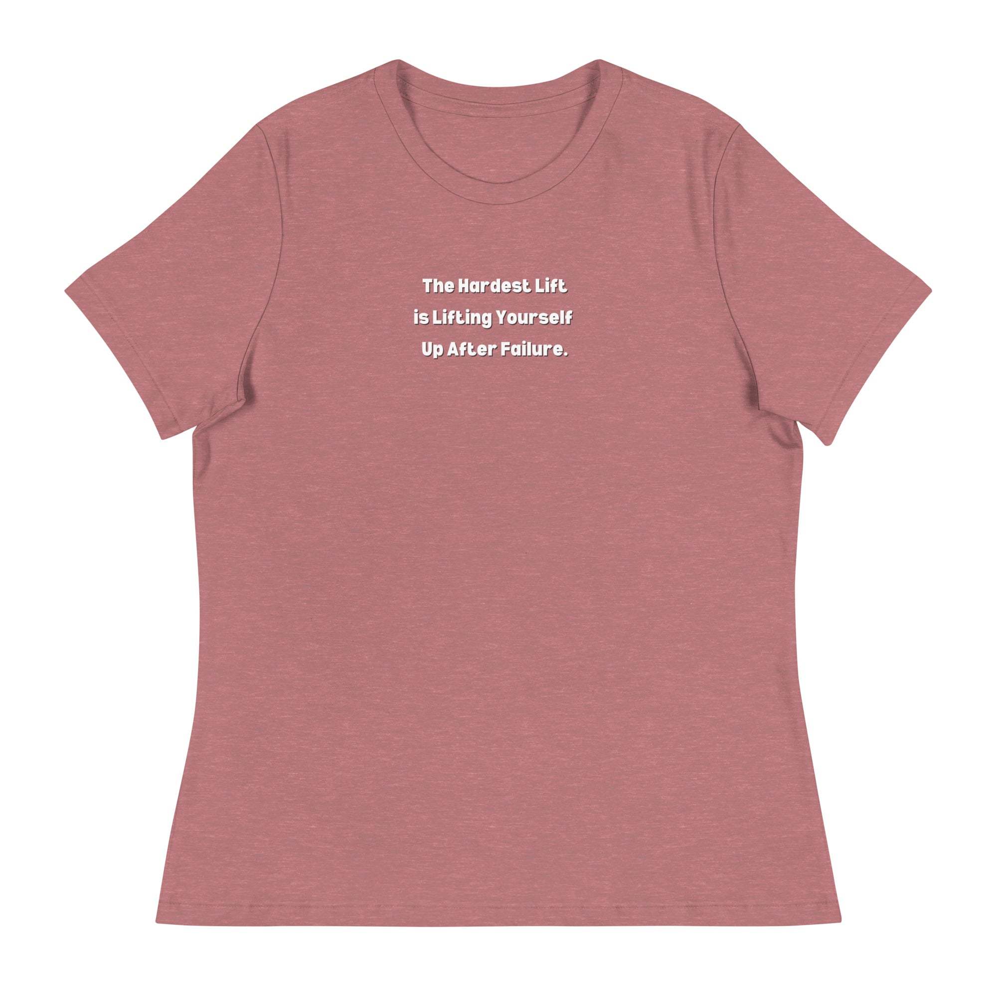 Women's inspirational t-shirt in dusty rose with motivational quote for positivity and confidence
