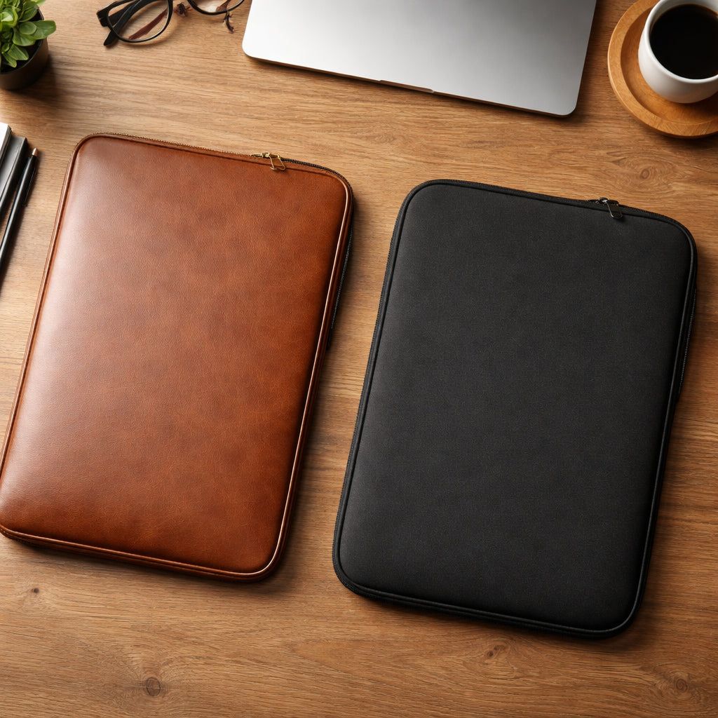 comparison of leather and neoprene materials for custom laptop sleeves