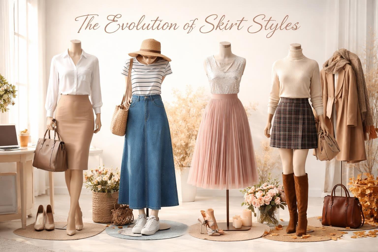 Collection of diverse clothes skirts showcasing styles, trends, and wardrobe essentials