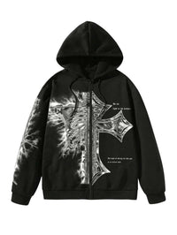 Mens graphic zip up hoodie with bold design and comfortable fit for men