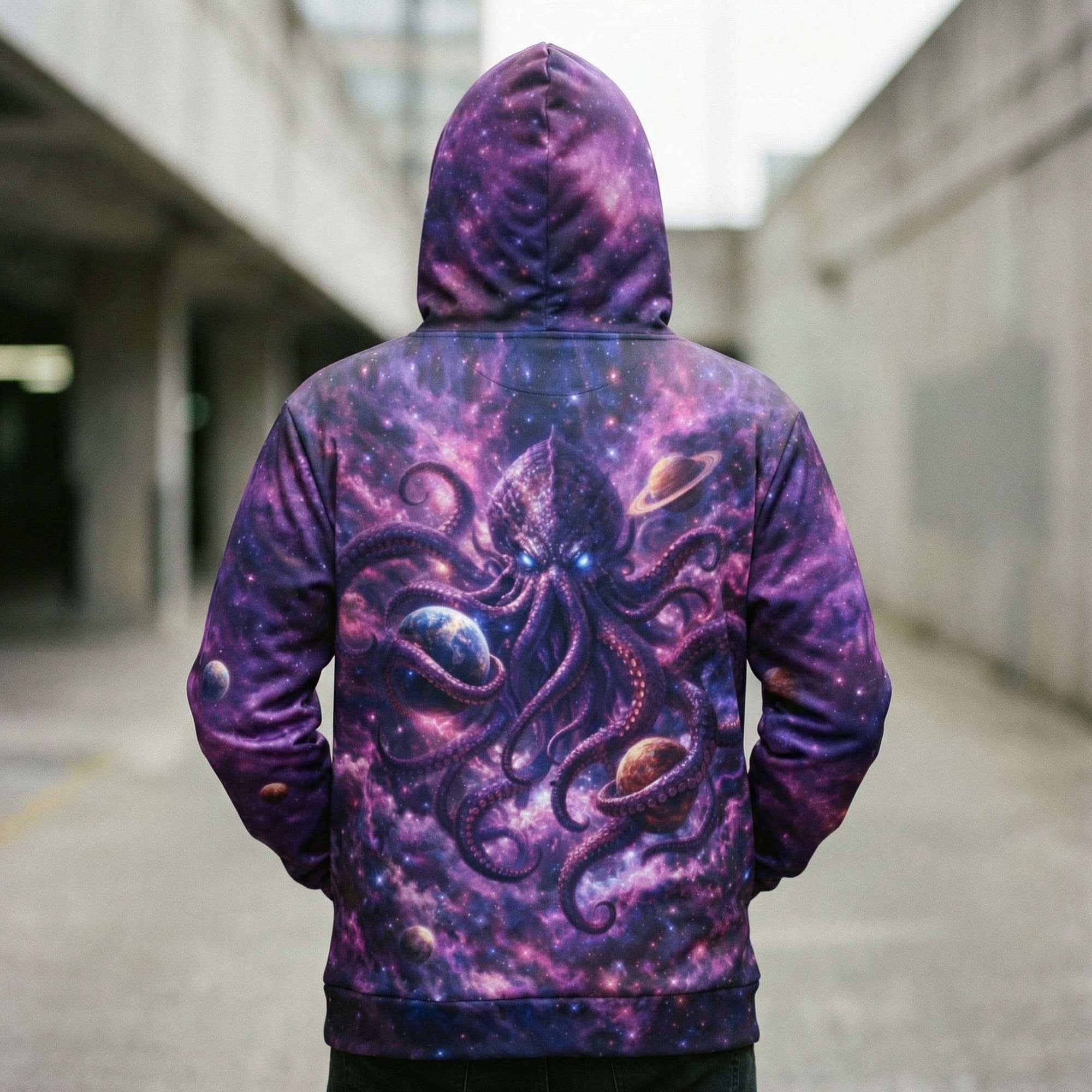 Cosmic Kraken All Over Print Hoodie - Unisex AOP Cotton Sweatshirt