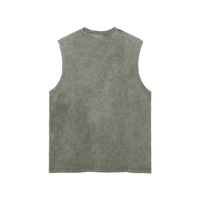 Snow Washed Frayed Hem Tank Top – Unisex Cotton Sleeveless Shirt