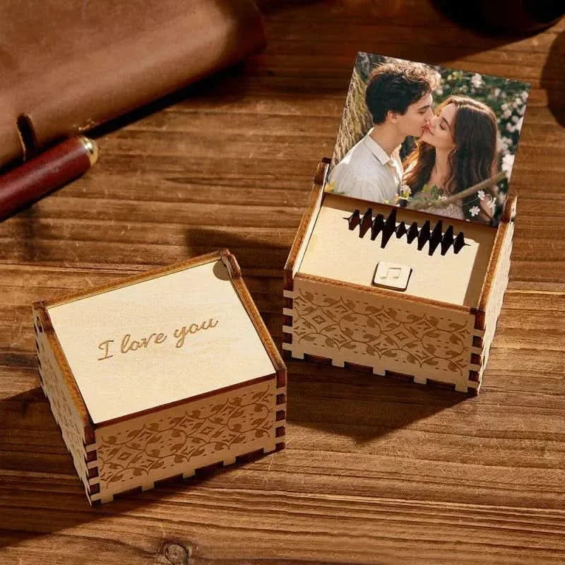 Custom Digital Music Box personalized wooden music box with photo and voice recording gift