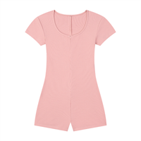 Women’s ribbed tie-waist cape romper with skinny fit and scoop neckline in athleisure style