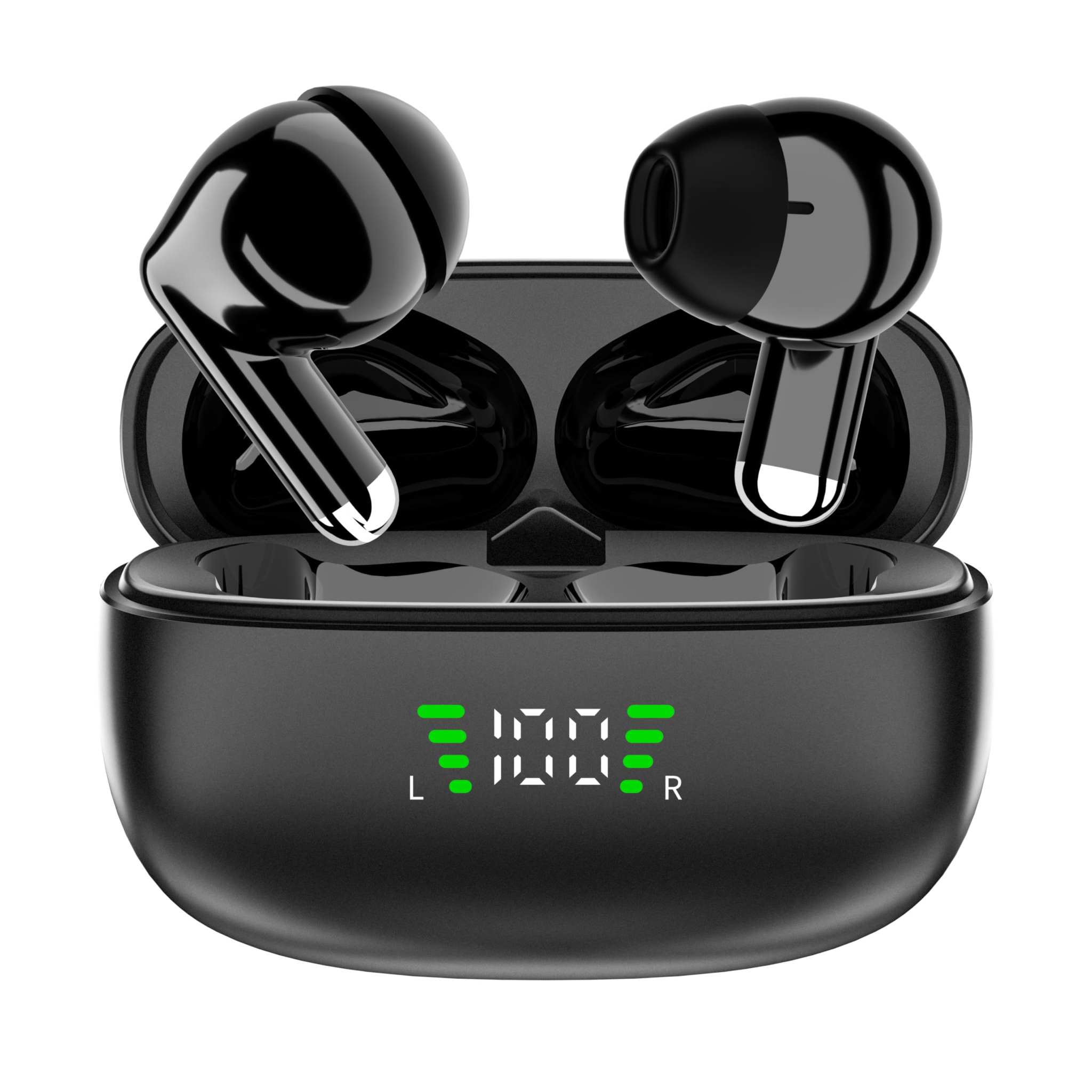 BassMaster Earbuds with fast charging case and LED power indicator, Bluetooth 5.3, and immersive sound quality