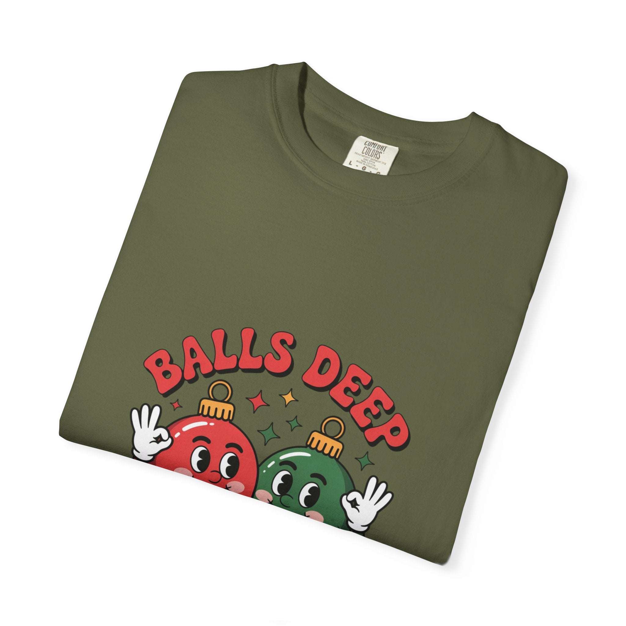 Balls Deep In Christmas Spirit T-shirt - Red Funny Holiday Tee