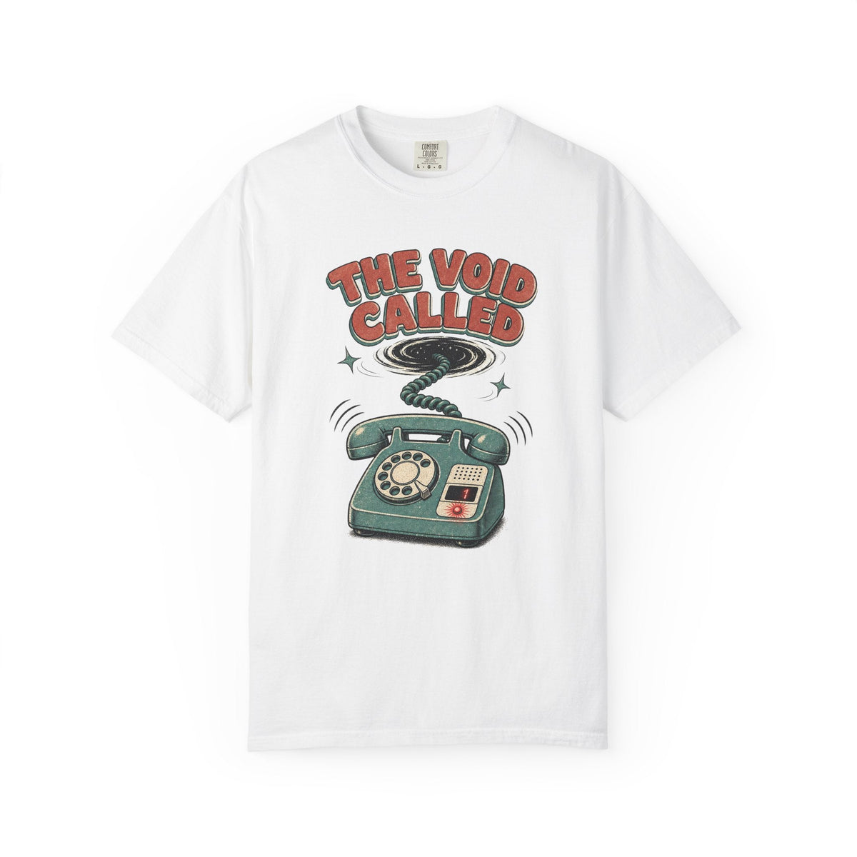 Vintage Telephone T-Shirt with rotary phone graphic and smoky line on soft garment-dyed fabric
