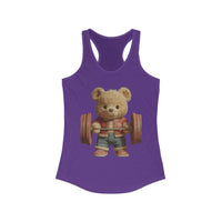 Womens Tank Top - Cute Weightlifting Teddy Bear Design for Active Women.
