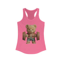 Womens Tank Top - Cute Weightlifting Teddy Bear Design for Active Women.