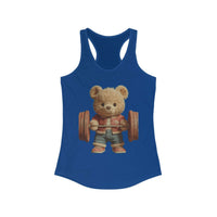 Womens Tank Top - Cute Weightlifting Teddy Bear Design for Active Women.
