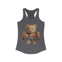 Womens Tank Top - Cute Weightlifting Teddy Bear Design for Active Women.