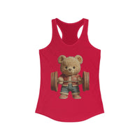 Womens Tank Top - Cute Weightlifting Teddy Bear Design for Active Women.