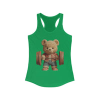 Womens Tank Top - Cute Weightlifting Teddy Bear Design for Active Women.