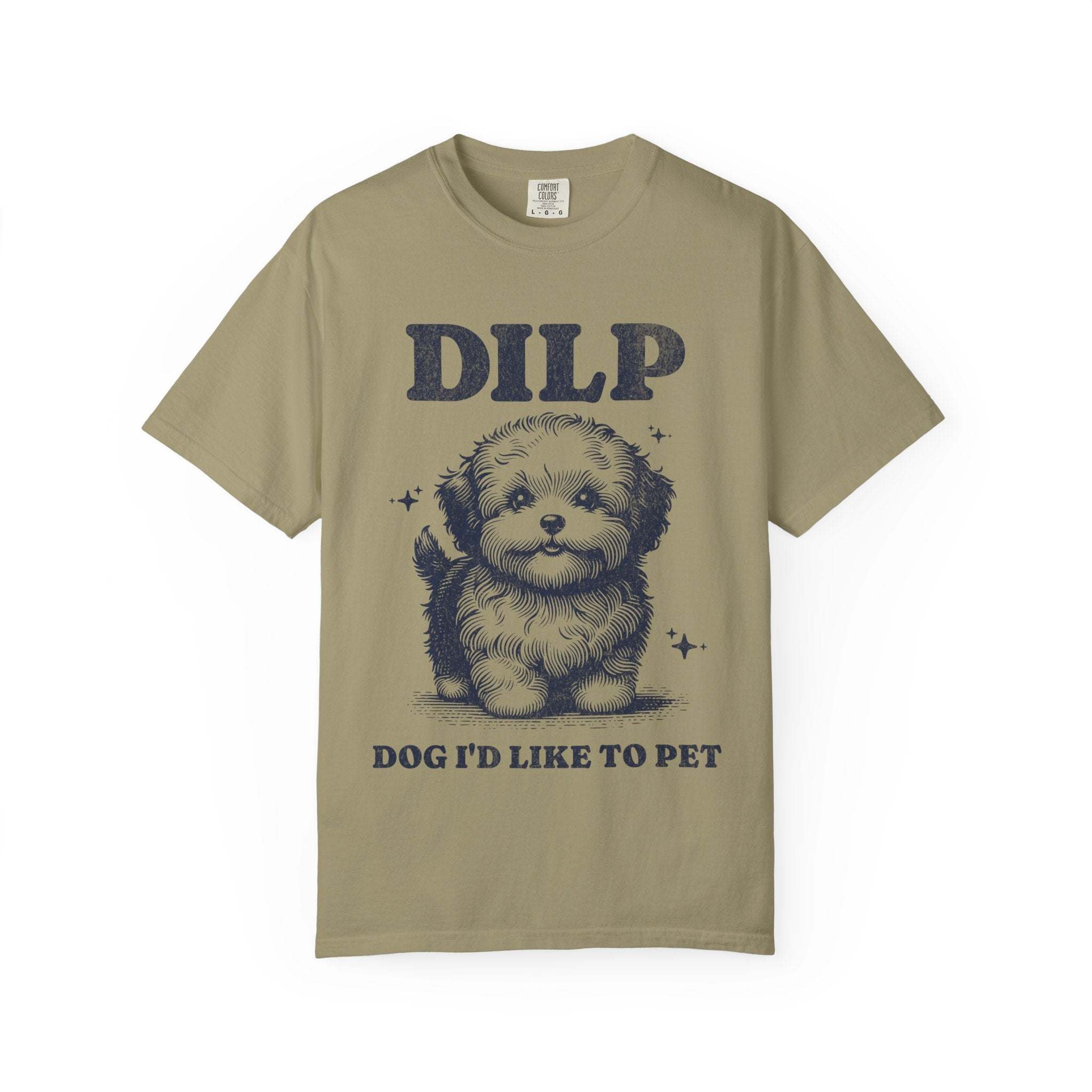Blossom garment-dyed t-shirt featuring a cute dog design, by Printify, in casual style for comfortable wear.