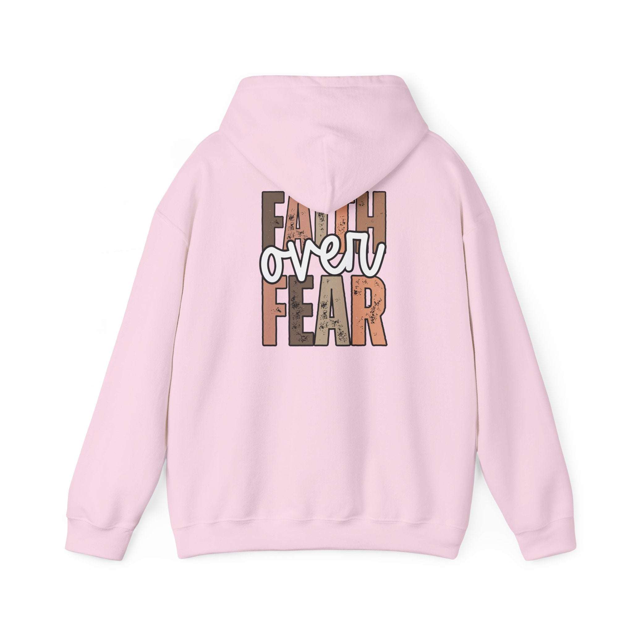 Faith Over Fear Hoodie with Walk by Faith inspirational design and cozy kangaroo pocket