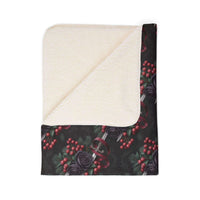 Gothmas Black Roses & Daggers fleece sherpa blanket with black rose and dagger design, plush soft reversible fabric