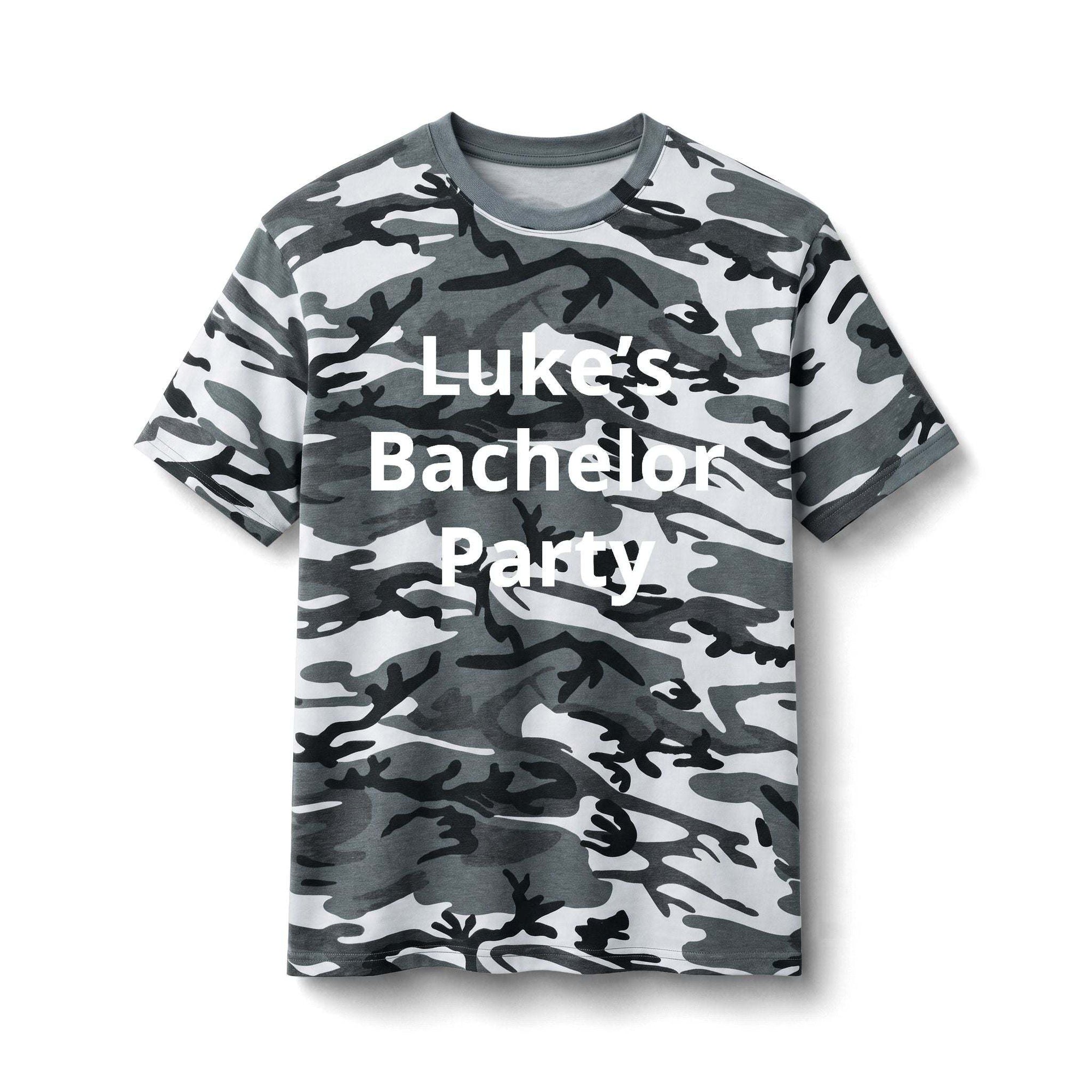 Custom Bachelor Party Camo Tee | Personalized Party Shirt