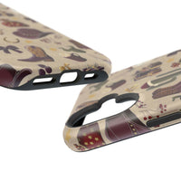 Cowboy Christmas design phone case for iPhone 17 in glossy finish by Printify, featuring festive colors and patterns.