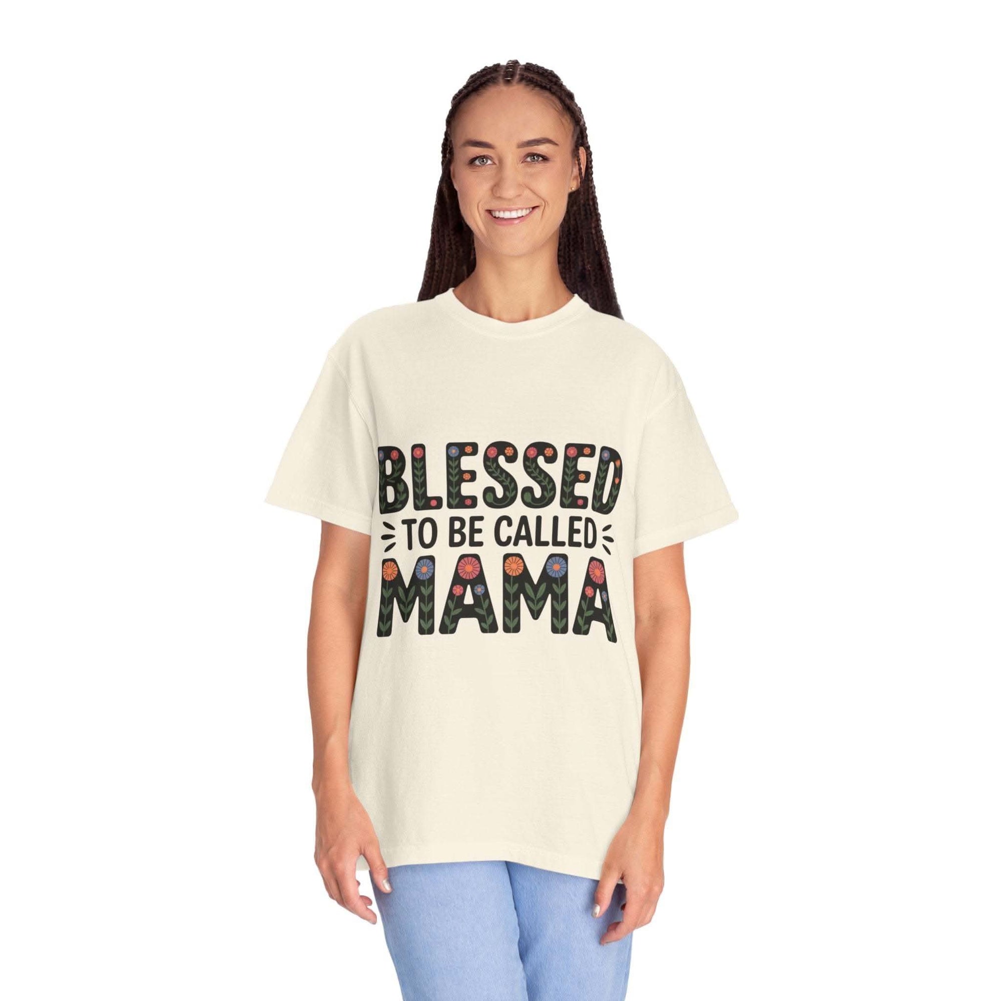 Floral "Blessed To Be Called Mama" T-Shirt with vintage wash and heartfelt floral lettering celebrating motherhood
