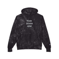 Custom embroidered tie-dye hoodie in mulled berry with a stylish casual design by Printify