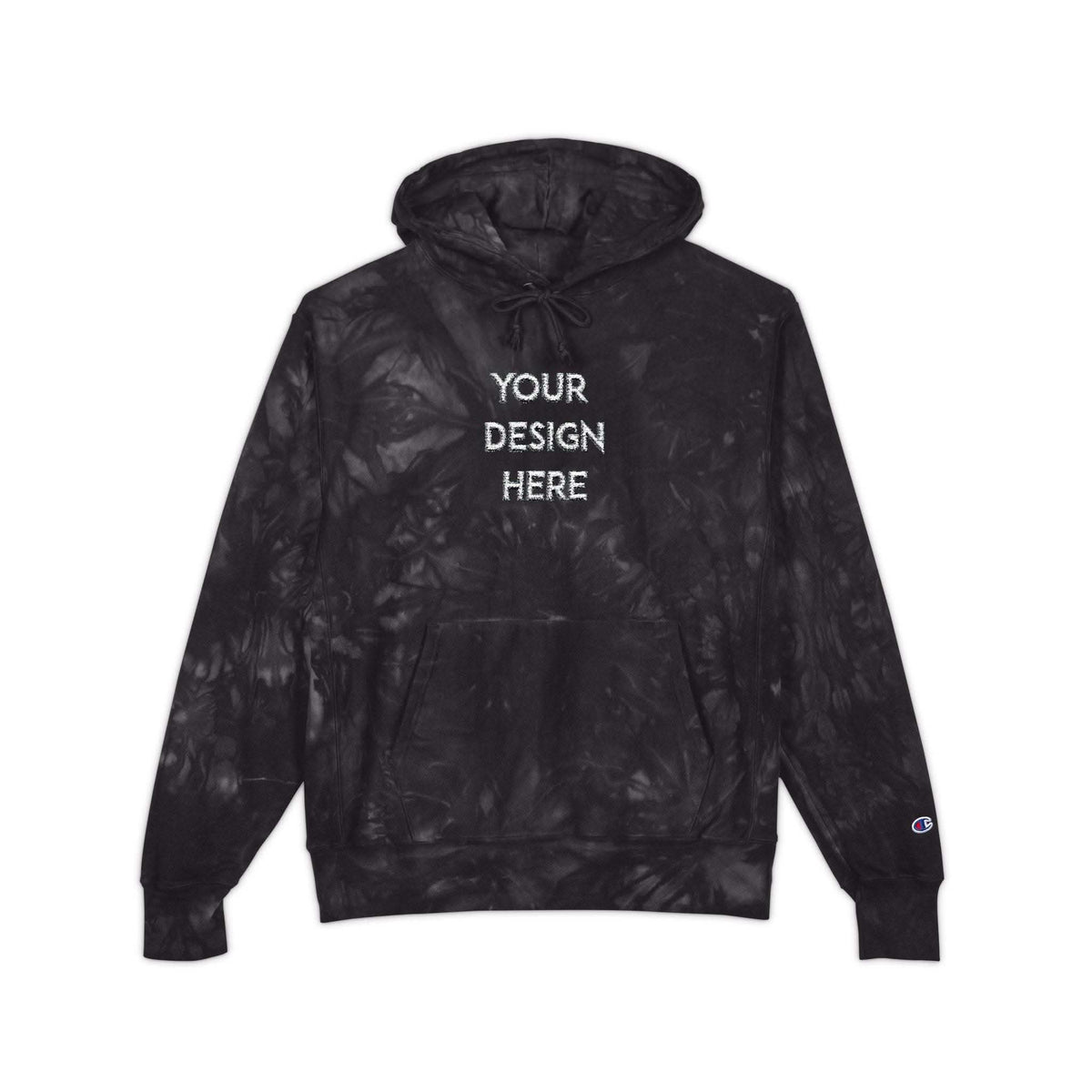 Custom embroidered tie-dye hoodie in mulled berry with a stylish casual design by Printify