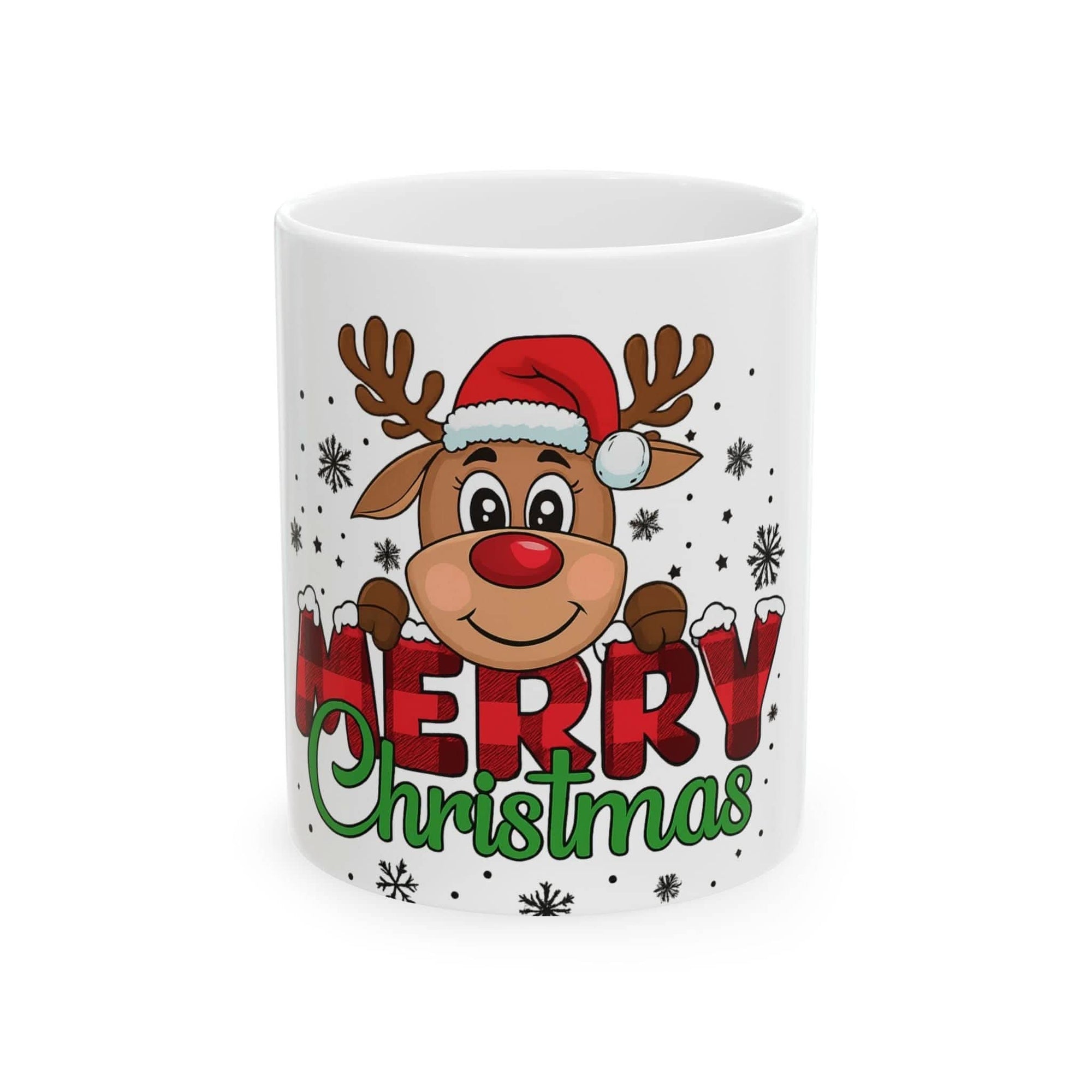 Festive Merry Christmas Reindeer Mug for holiday drinks and cozy winter moments