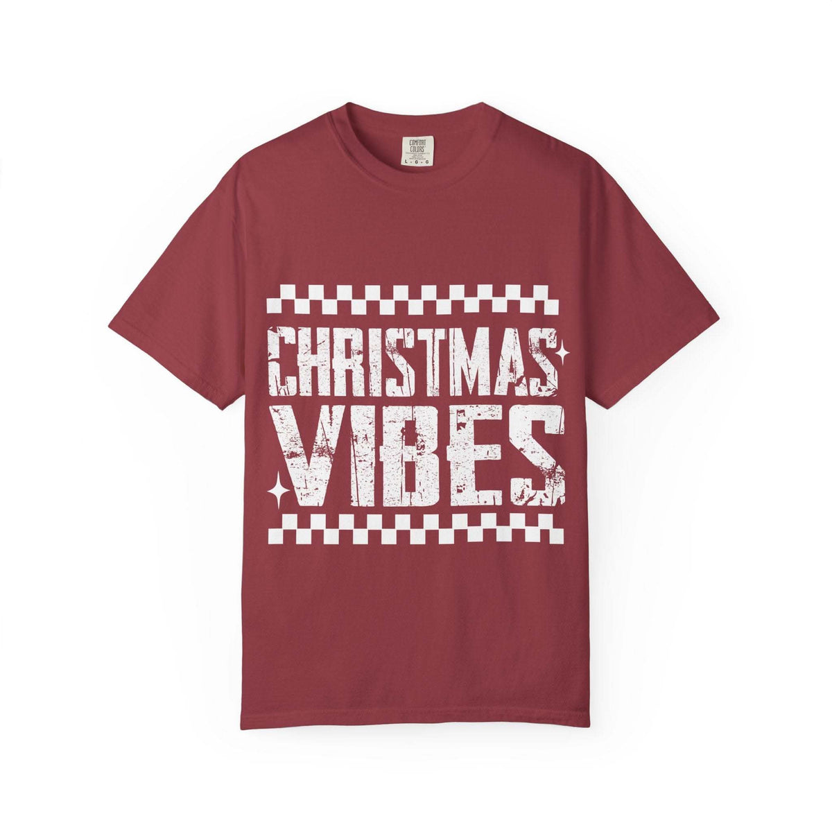 Distressed Christmas Vibes T-shirt with vintage worn-in holiday graphics and soft faded colors
