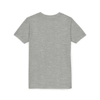 Youth tee featuring a Highland cow with vibrant sunflowers design on soft cotton fabric