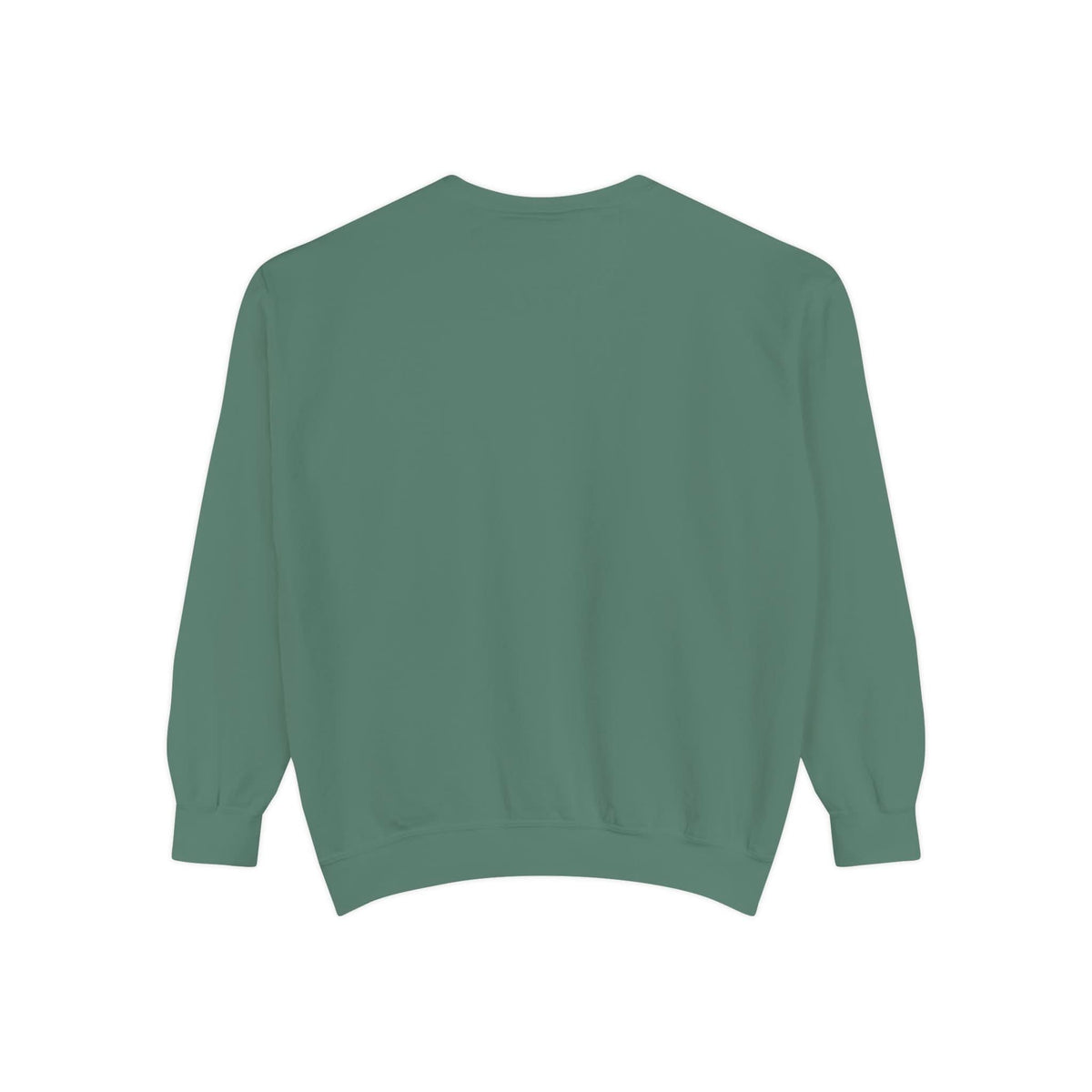 back view of vintage christmas nutcracker sweatshirt in green with ribbed cuffs and hem