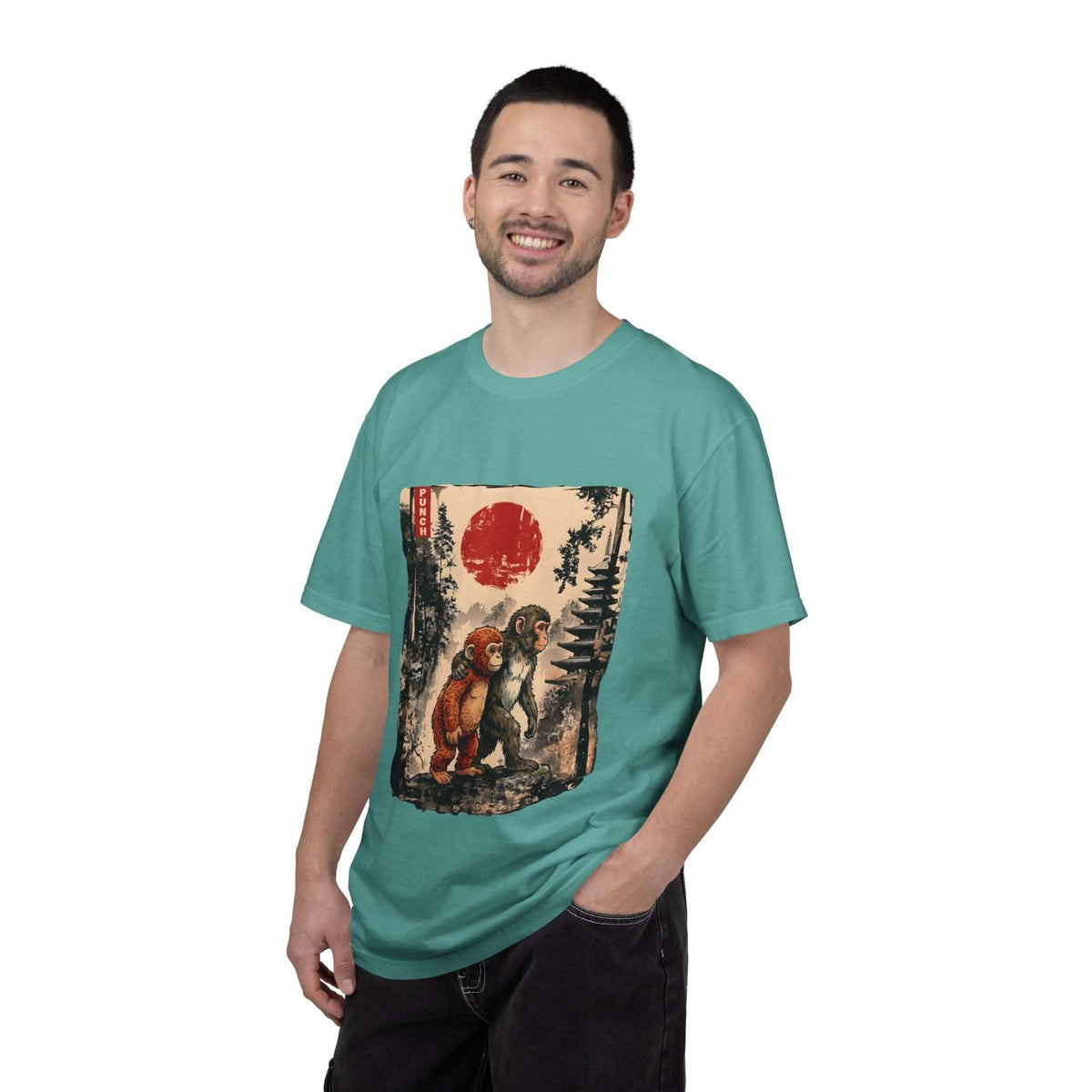 Kawaii Monkey Japanese Ukiyoe Cotton T-Shirt