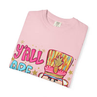 Pink Yall Are Nuts Nutcracker festive cotton t-shirt with colorful graphic design