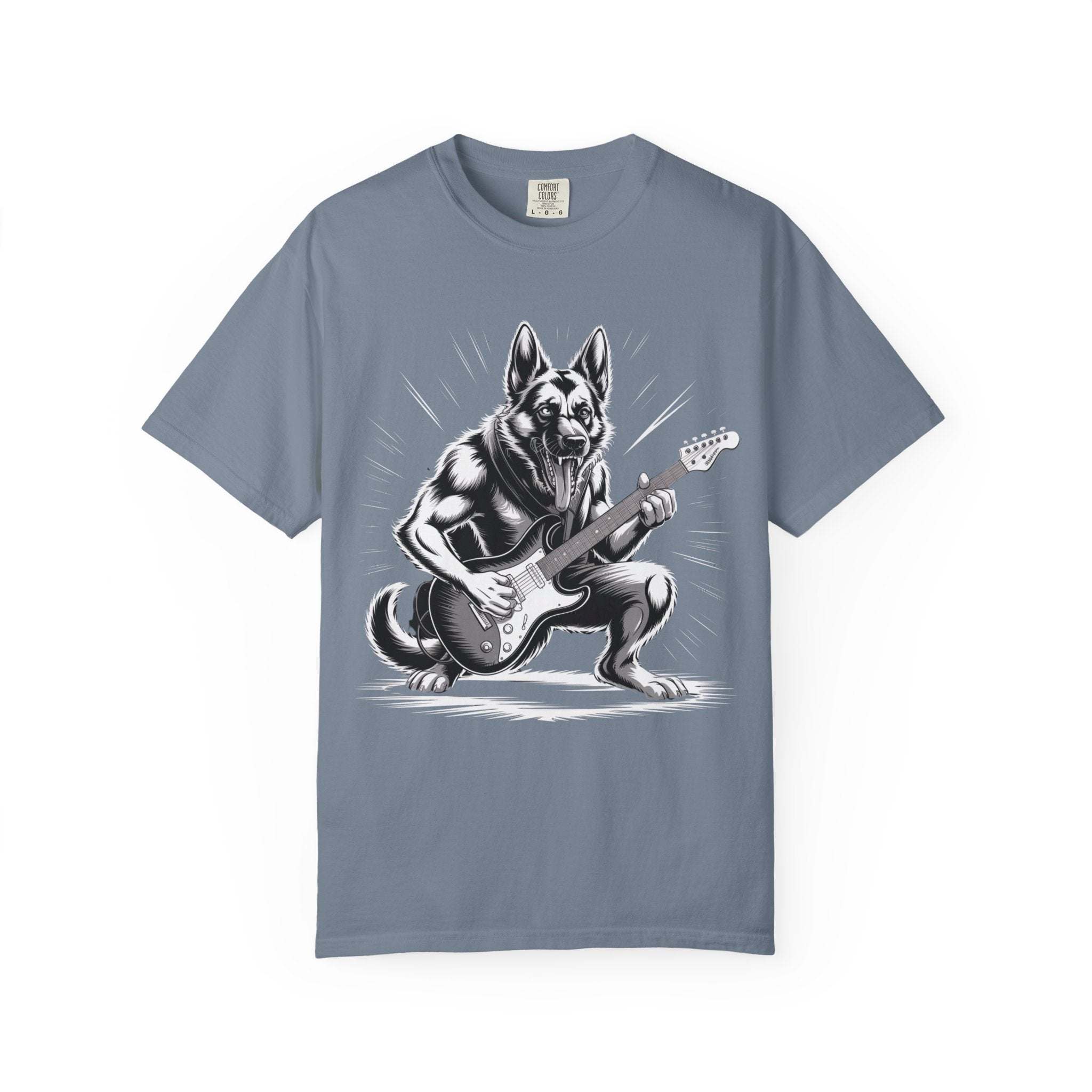 Heavy Metal German Shepherd graphic on soft heavyweight faded t-shirt