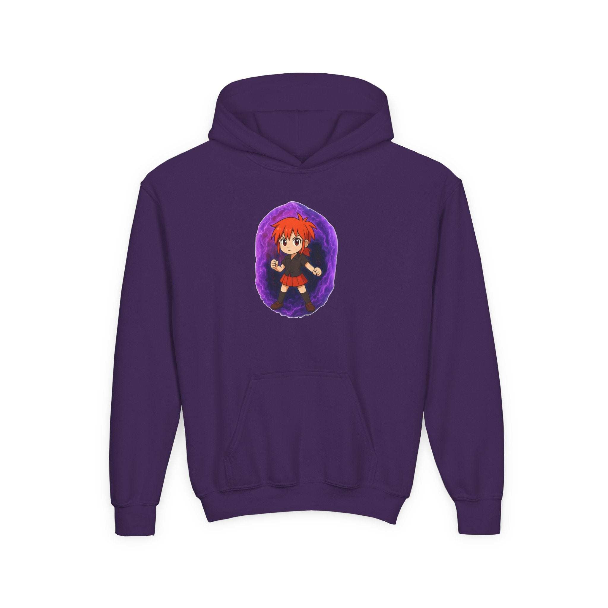 Anime Purple Power Girl Youth Hoodie Sweatshirt