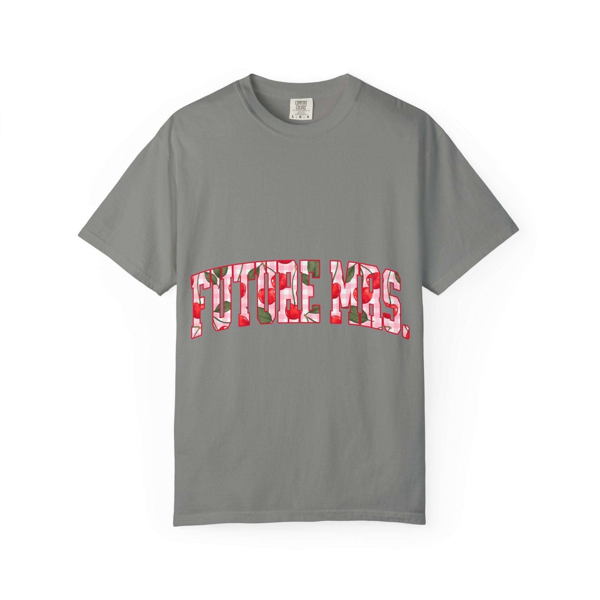Future Mrs Cherry T-Shirt in muted colors with relaxed fit for brides-to-be