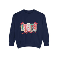 Pepper-colored sweatshirt with a preppy design, ideal for Christmas gifts, from Printify, available in sizes S, M, L.