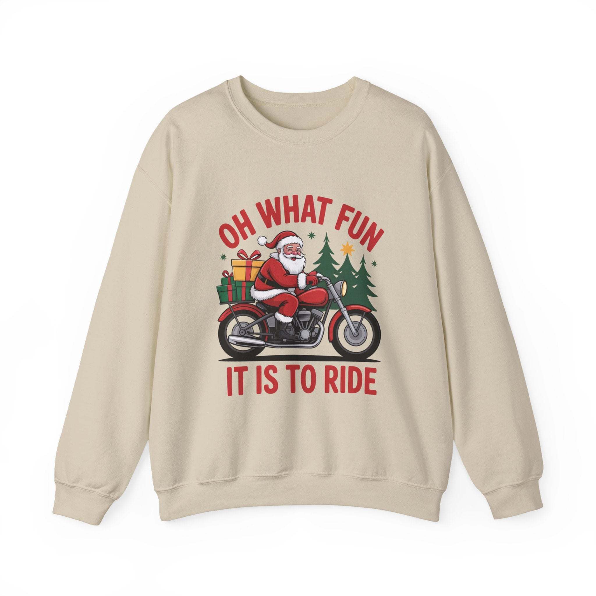 Black Santa sweatshirt by Printify with crewneck style, perfect for Christmas festivities and cozy winter wear.