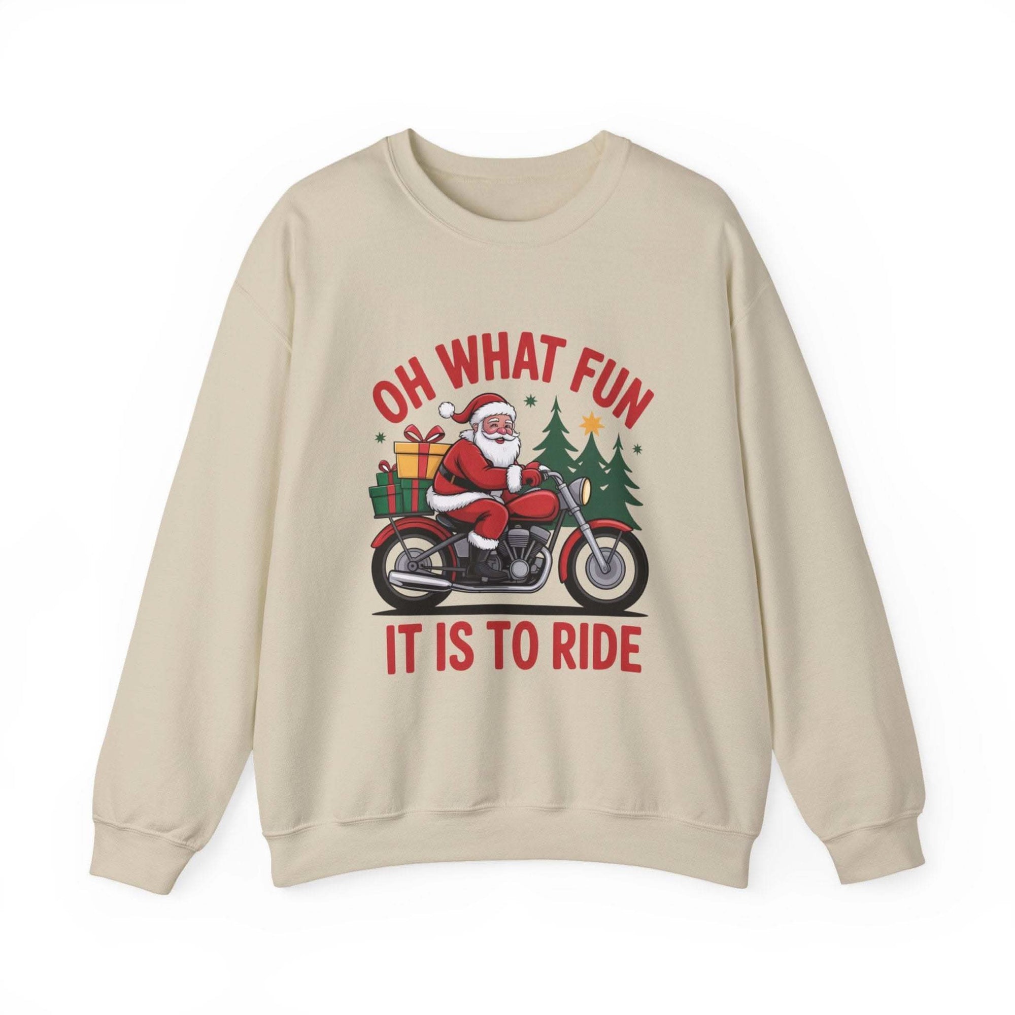 Black Santa sweatshirt by Printify with crewneck style, perfect for Christmas festivities and cozy winter wear.