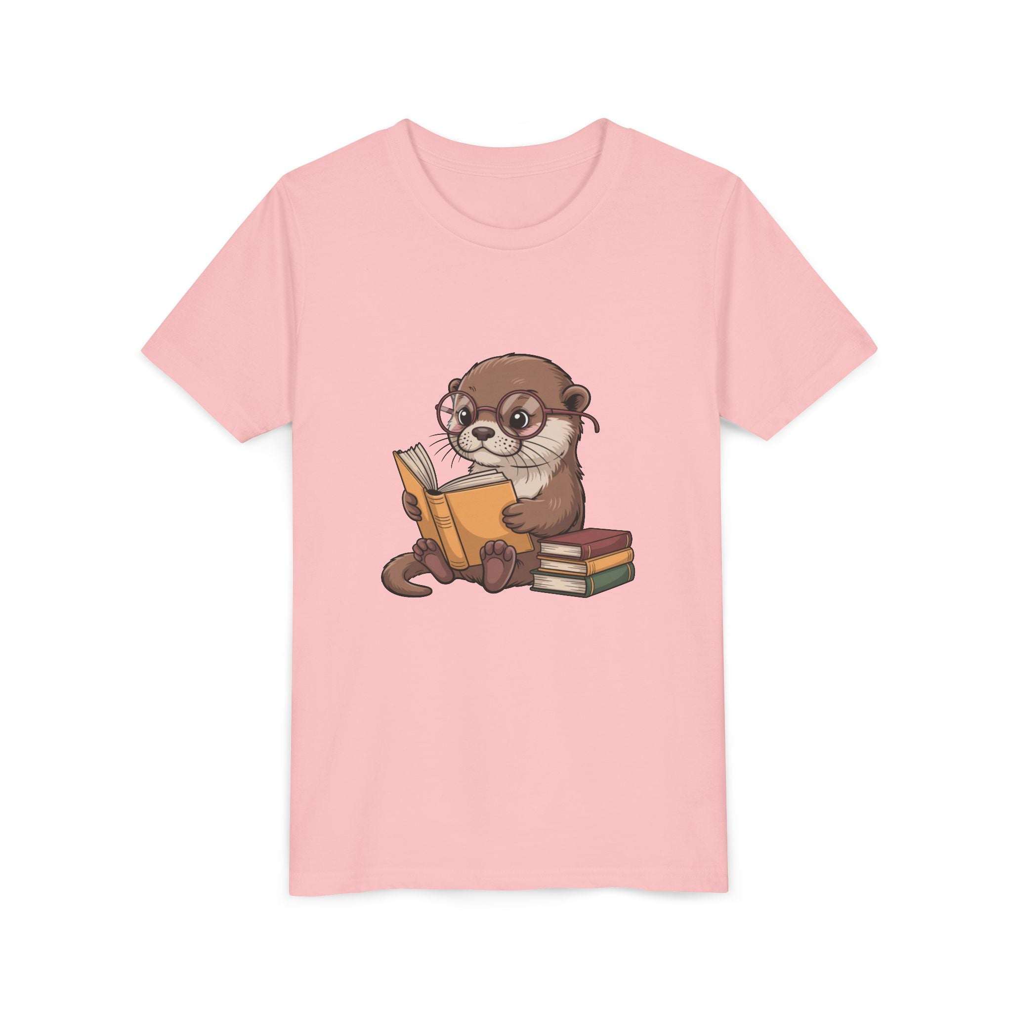 Youth tee featuring a playful reading otter design, soft and breathable for kids