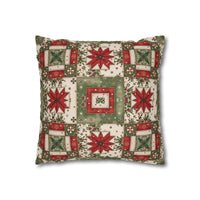 Patchwork Christmas Star pillowcase with festive patchwork star design on cozy holiday throw pillow cover
